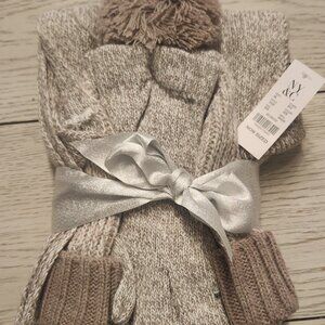 3 Piece Infinity Scarf, Hat and Gloves NWT